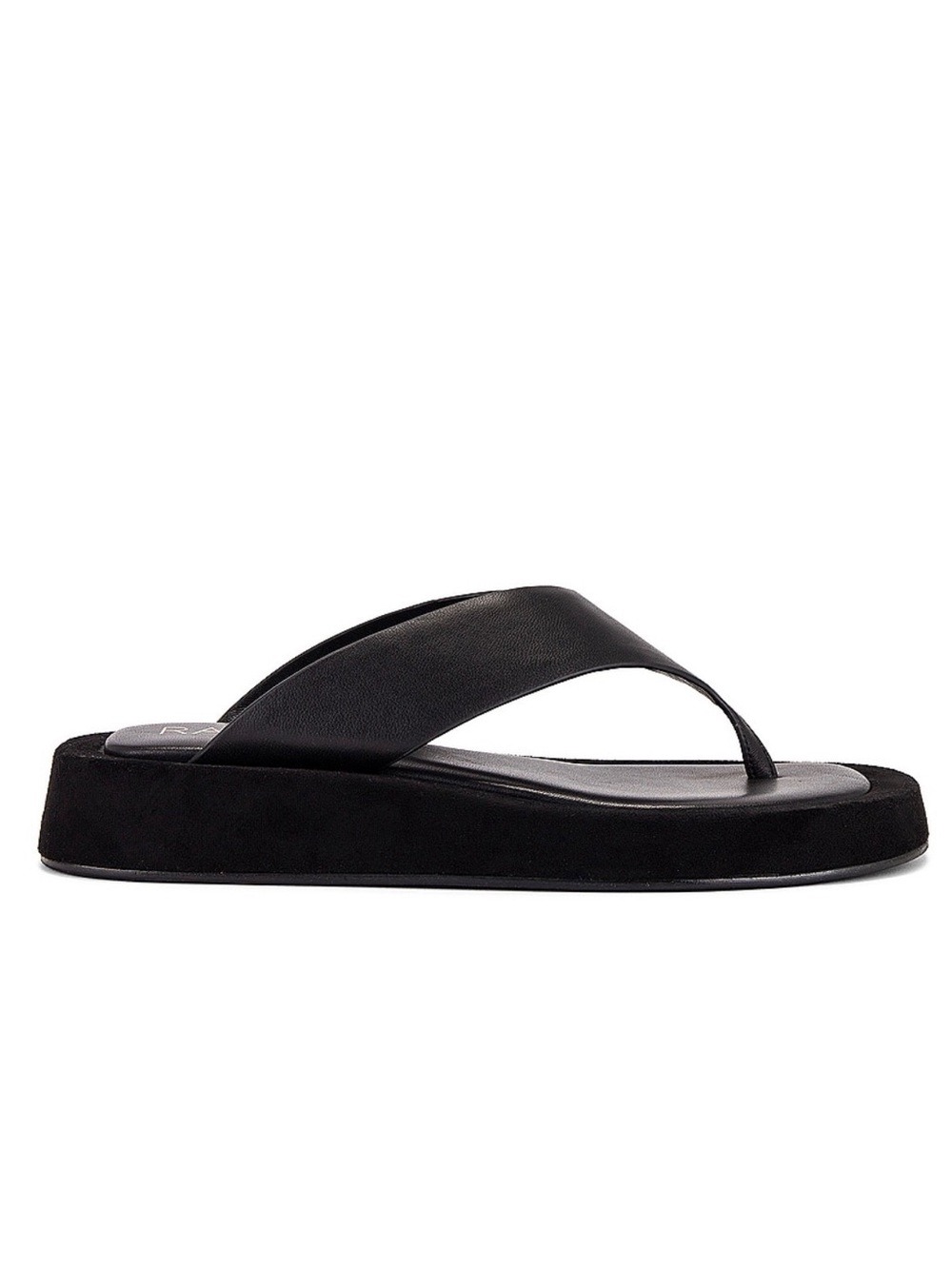 RAYE Revolve Chris Black Leather Platform Thong Square Toe Sandals Size 9